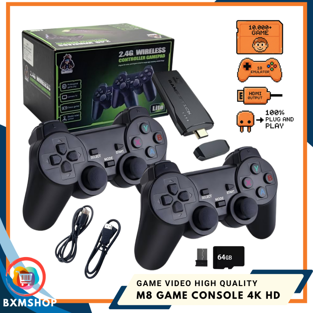 Game Stick M8 4K Wireless HDMI – Dual Wireless Game Stick HDMI Output Plug & Play 10.000+ Game Retro