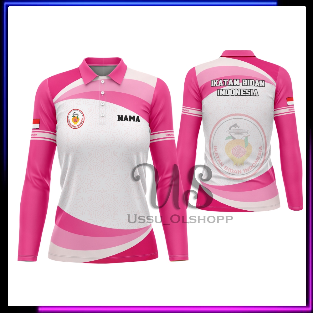 Jersey Wangki Bidan Lengan Panjang / Kaos Bidan / Baju Kebidanan / Baju Bidan wanita Custom Nama