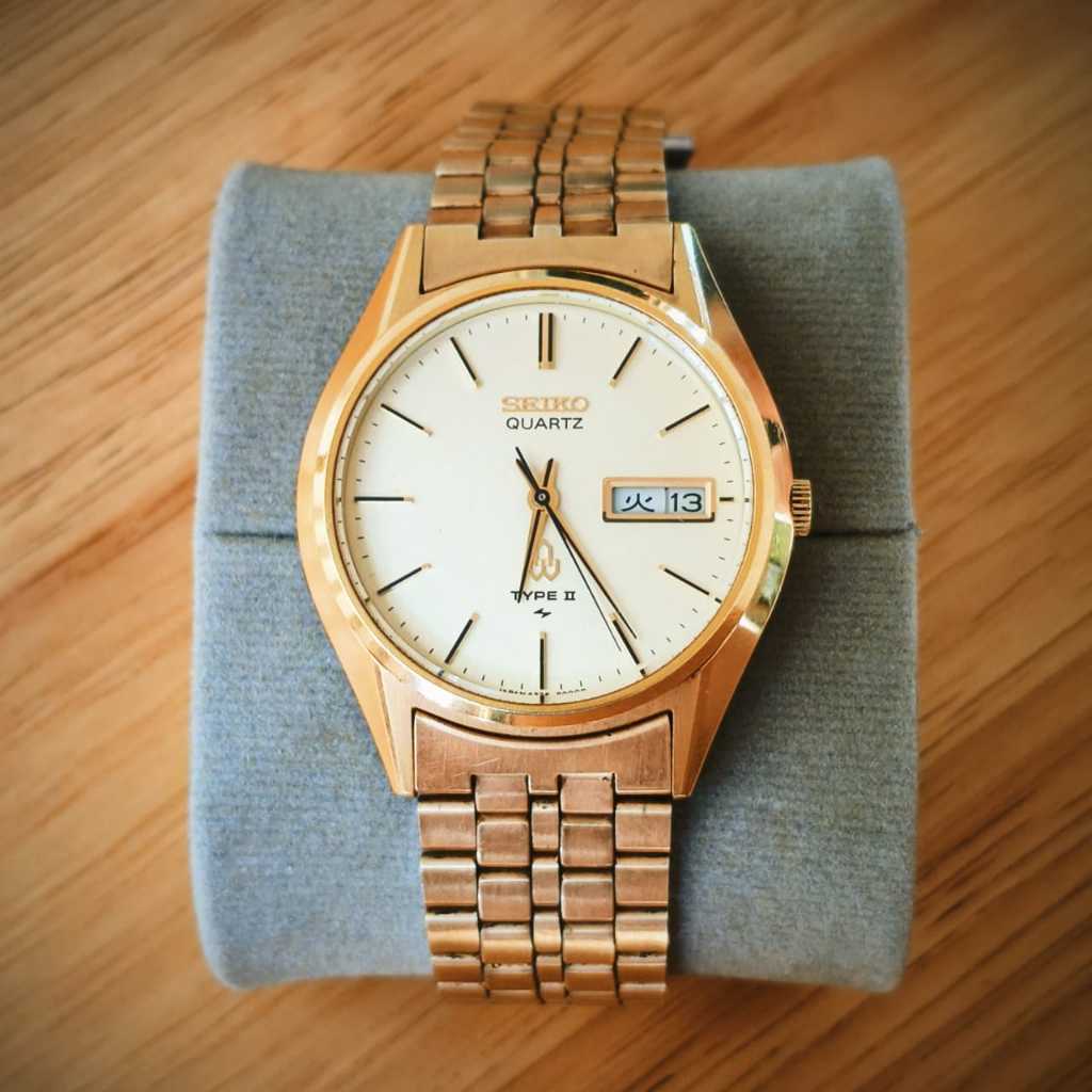 Jam Pria Seiko Type II Quartz Gold Full Original Jam Tangan Seken Vintage Klasik Day Date Tanggal