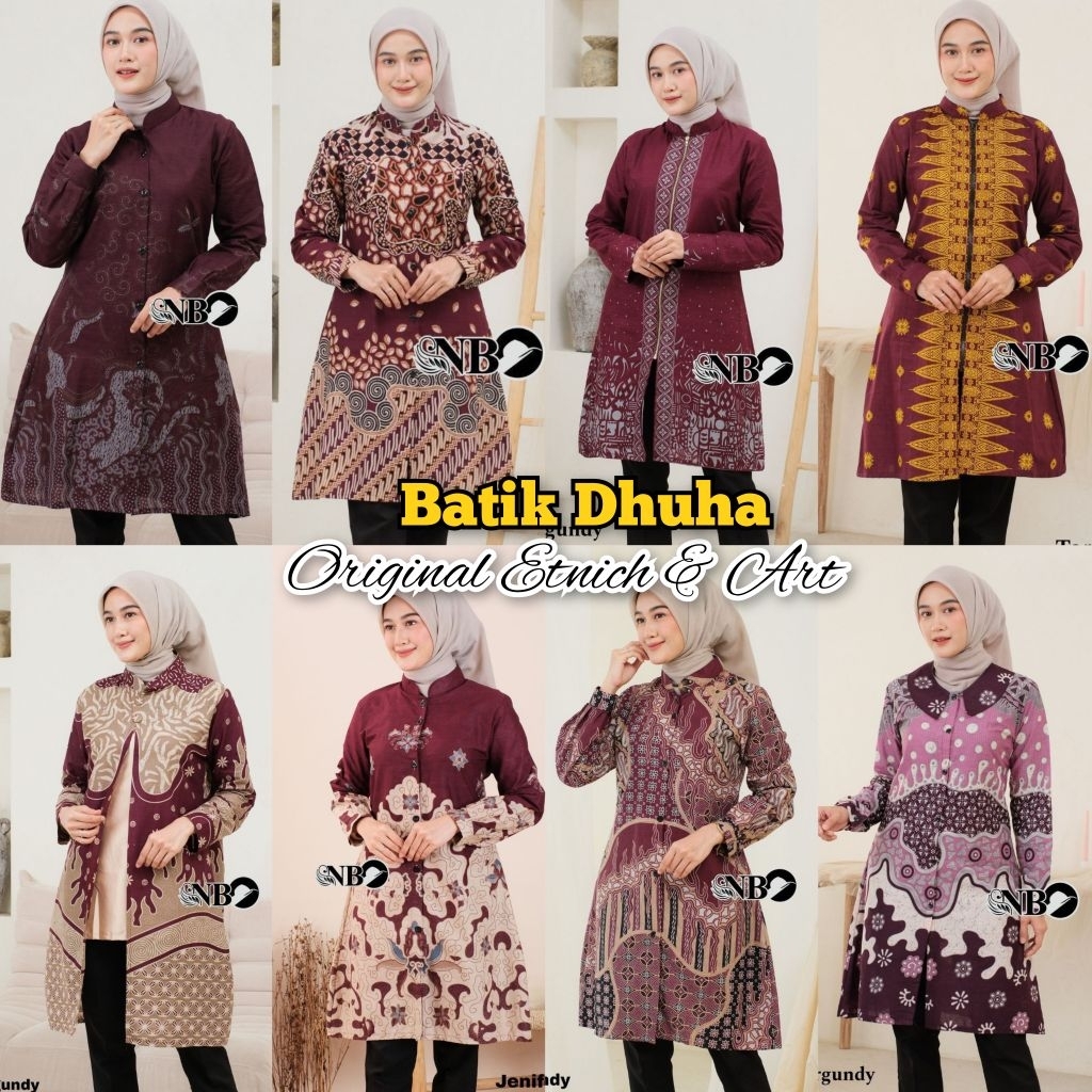 ATASAN BATIK WANITA TUNIK BATIK WARNA MERAH MAROON BURGUNDY