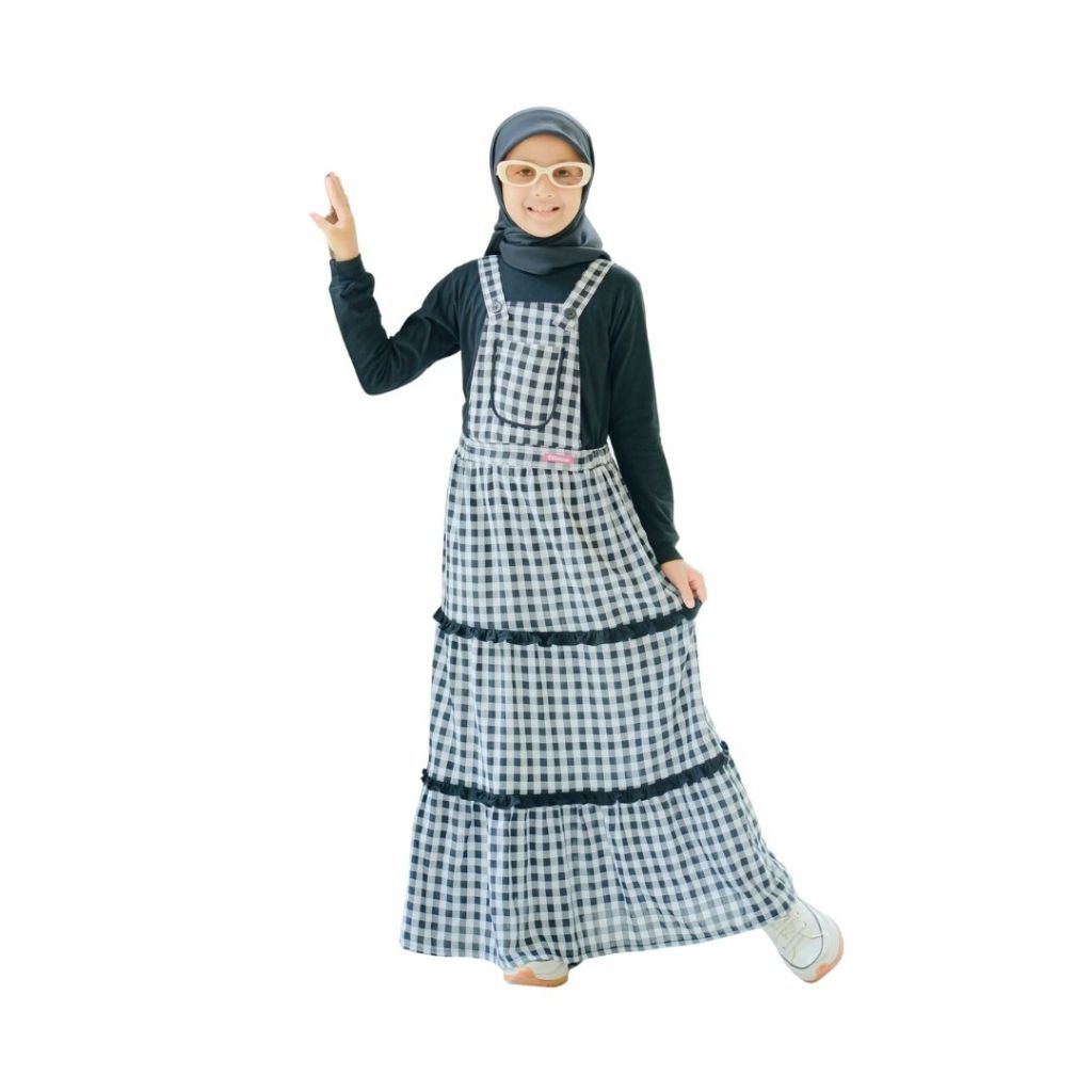 SHIBAKIDS Overall Anak Amara One Set Hitam Gamis Anak Perempuan