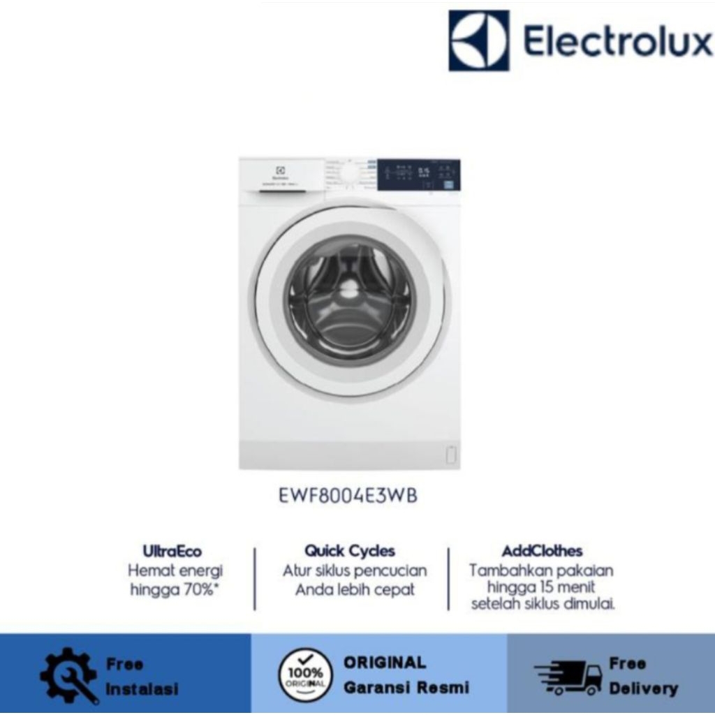 MESIN CUCI ELECTROLUX 8KG EWF8004E3WB MESINCUCI ELECTROLUX 8 KG FRONT LOADING ELECTROLUX 1 TABUNG