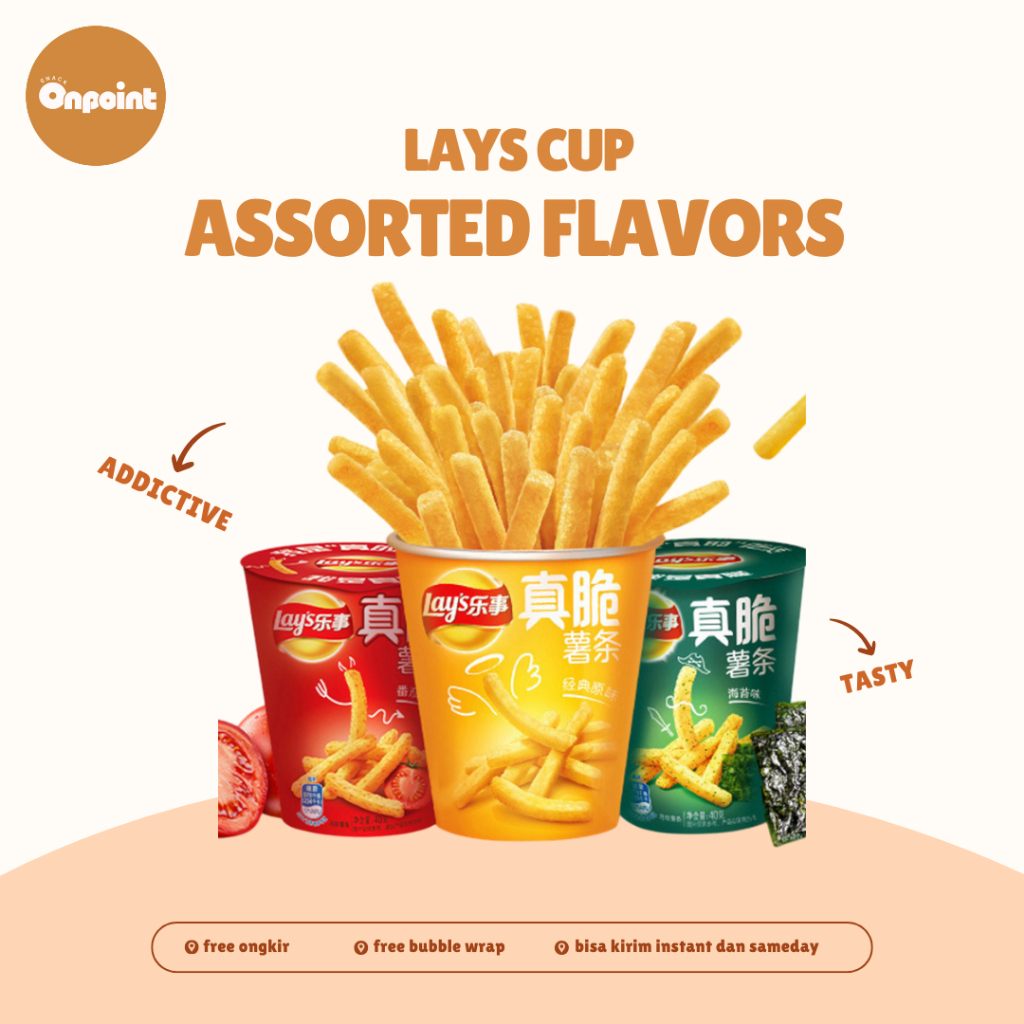 Lays Potato Chips Cup | Keripik Kentang Varian rasa lays import lays kentang goreng lays china lays 