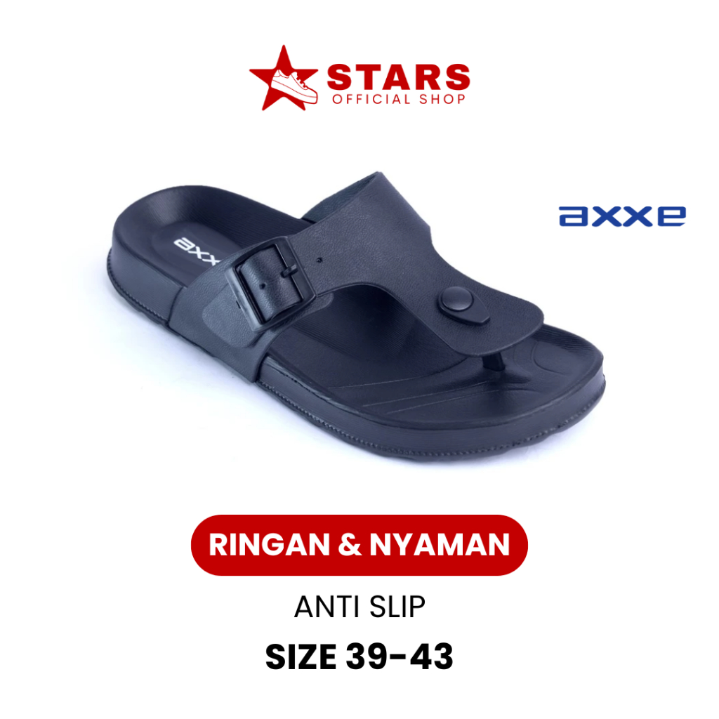 Sandal Jepit Pria Dewasa - Nyaman dan Awet - Axxe Colorado Hitam Size 39 - 43