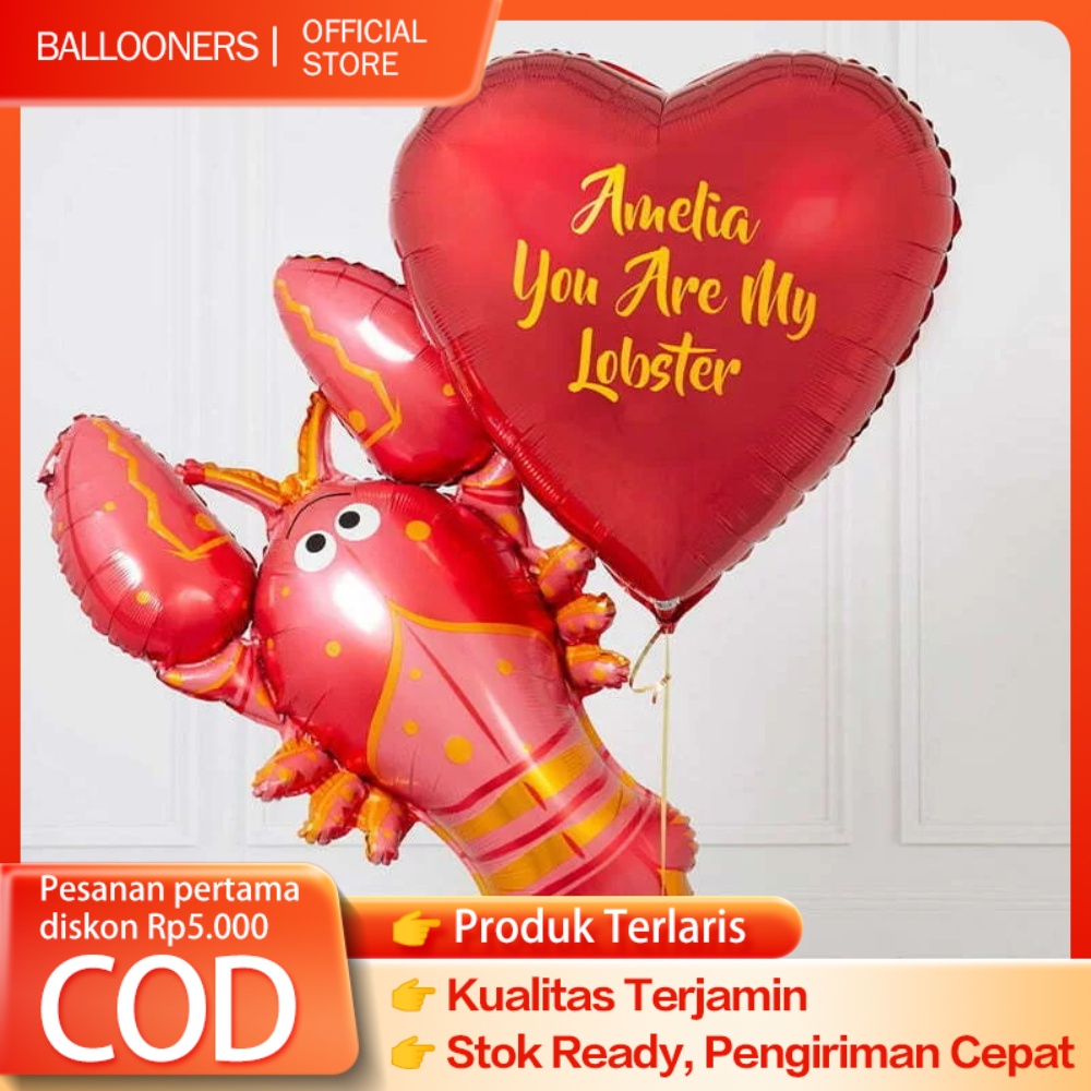 Balon Foil Jumbo Lobster Binatang Laut / Balon Hewan Lobster Jumbo