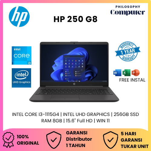 HP 250 G8 I3 1115G4 8GB 256GB W11 15.6FHD
