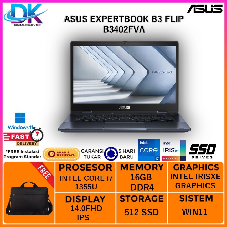 Laptop Asus ExpertBook B3 Flip B3402FVA 2in1 Touch Intel Core i7 1355U Ram 16Gb 512 GB Win 11 14.0 F