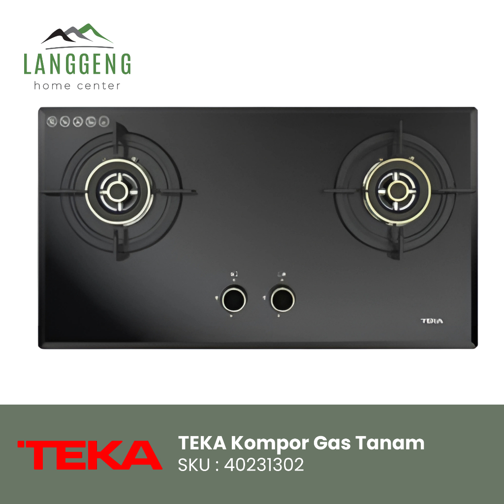 TEKA Hob HPB 68 2G.AI.AL – Kompor Tanam Gas 2 Tungku, Triple Ring Burner 2.8kW, Tempered Glass Bevel