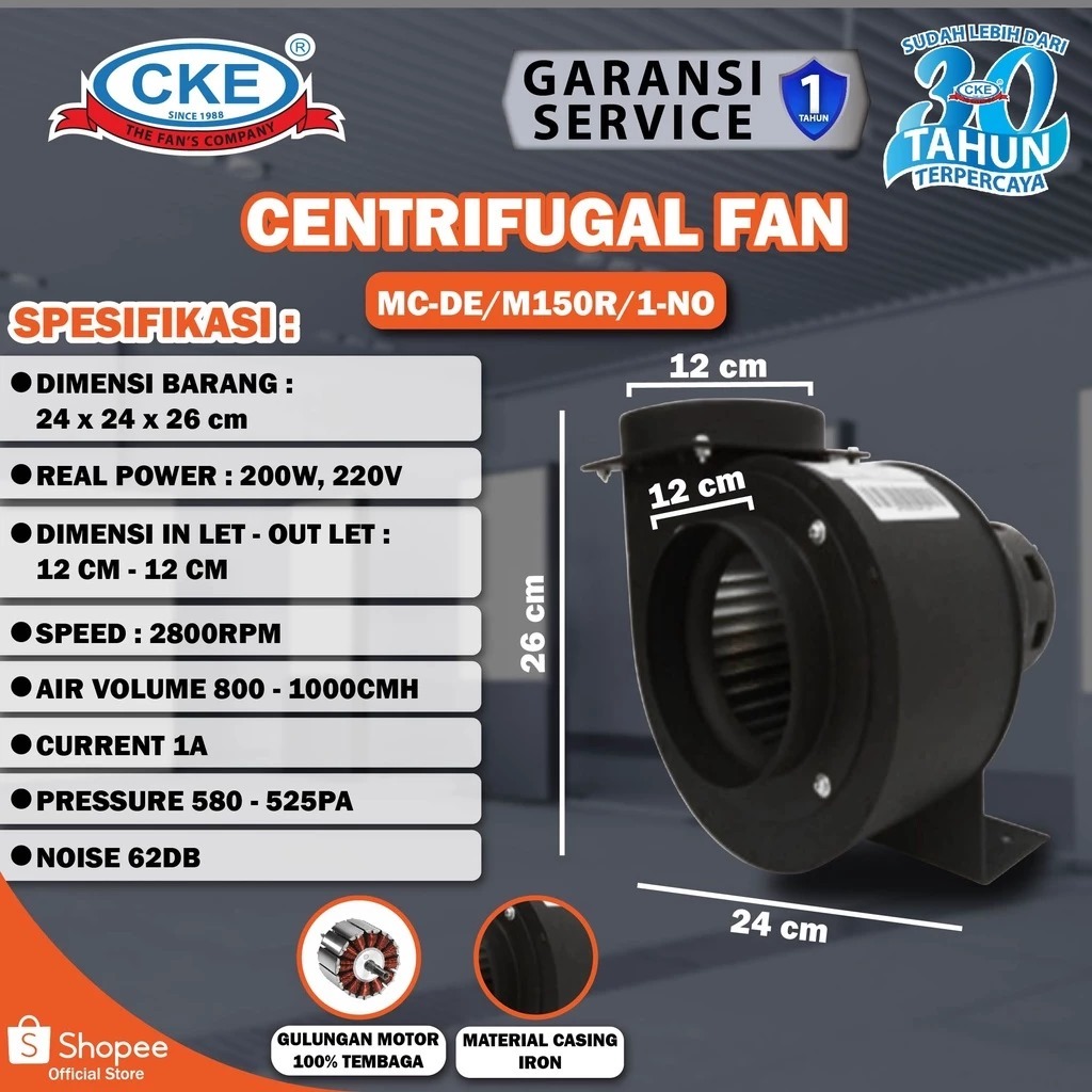 CKE Centrifugal Fan MC-DE/M150R/1-NO/ 6 INCH Mini centrifugal/ centrifugal/ blower fan/ blower keong
