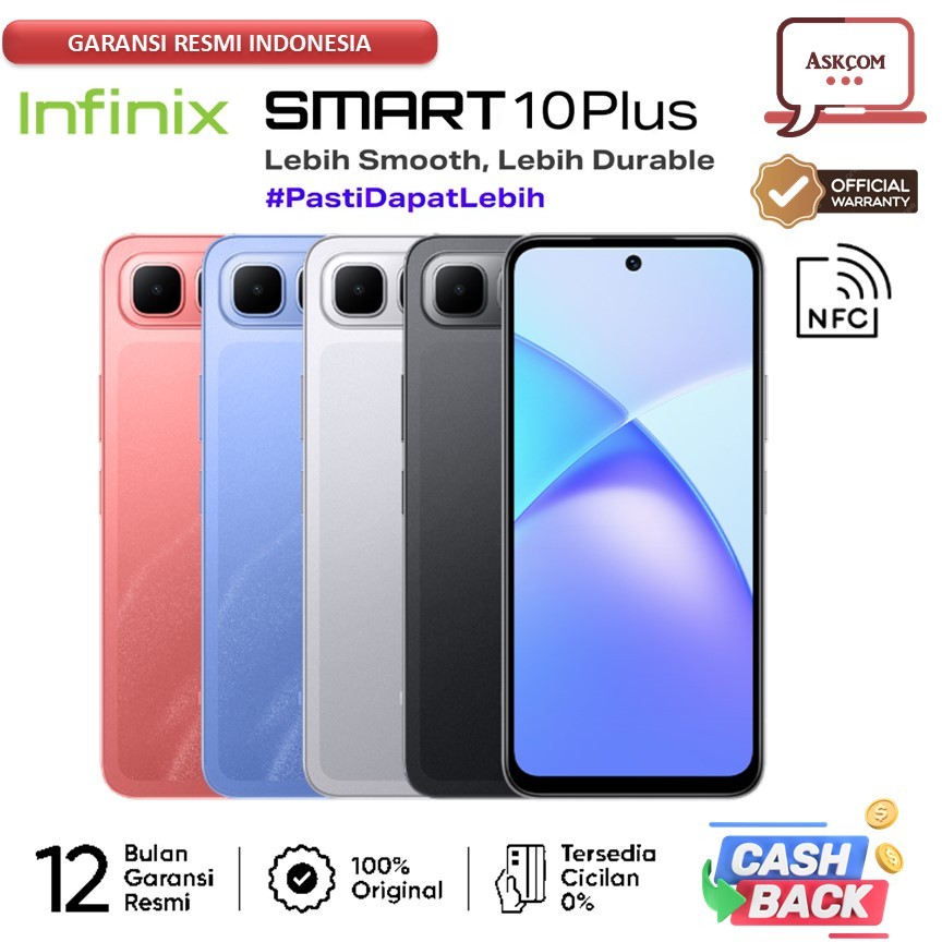 INFINIX SMART 10 PLUS 8GB+128GB 6.67inch 120Hz  NFC GARANSI RESMI