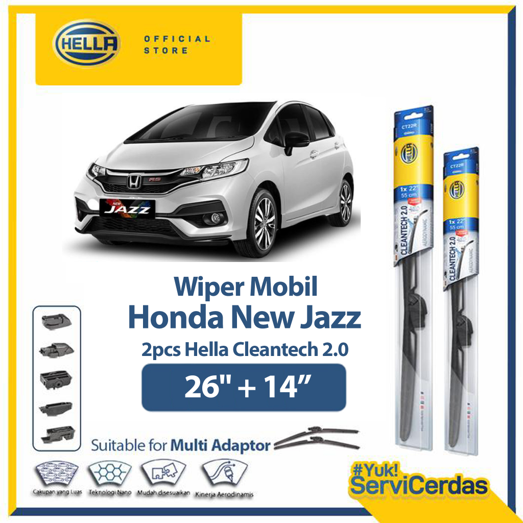 Wiper Mobil HONDA New Jazz 26" + 14"(2pcs) - HELLA Cleantech 2.0