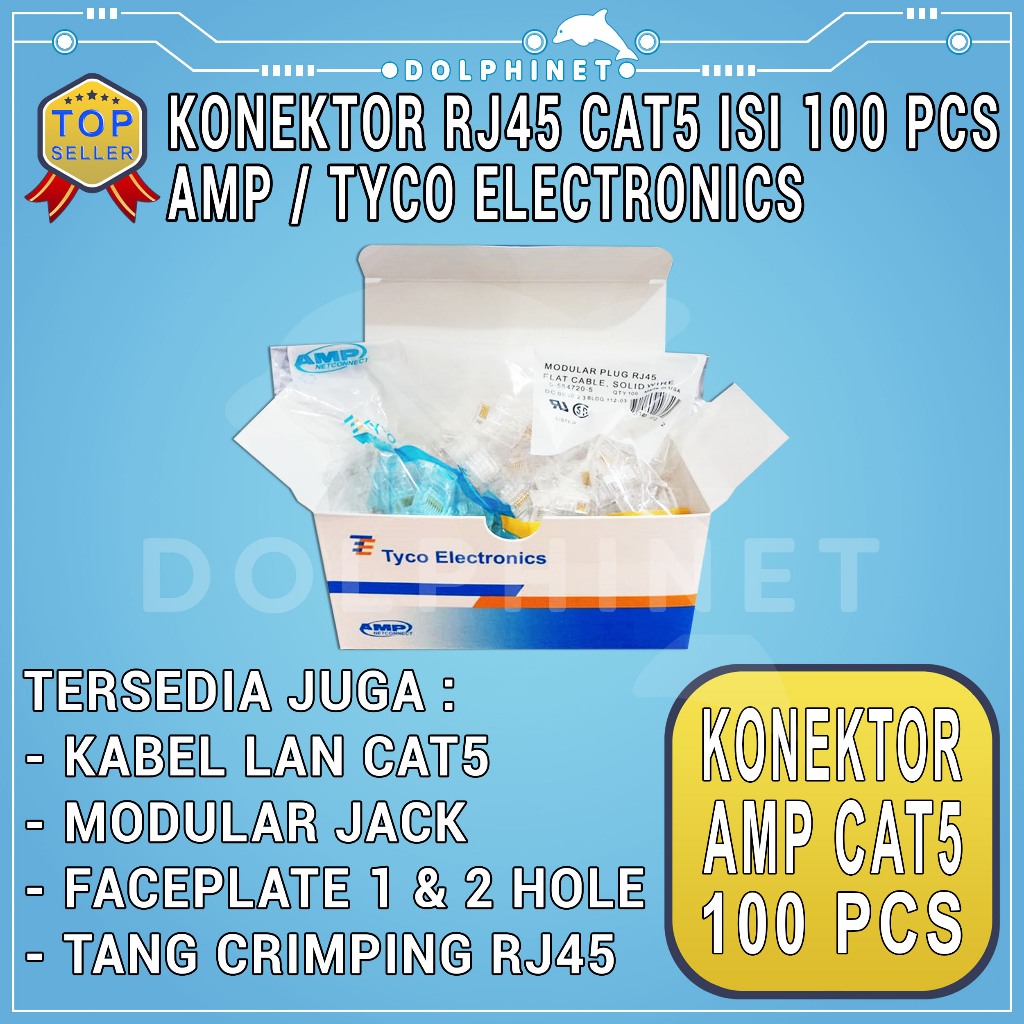 Konektor RJ45 AMP Connector CAT5e 100 PCS Per Box RJ45 AMP / Konektor RJ45 AMP Connector RJ 45 CAT5 