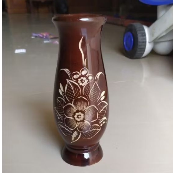 vas bunga, vas bunga estetik, vas kayu jati