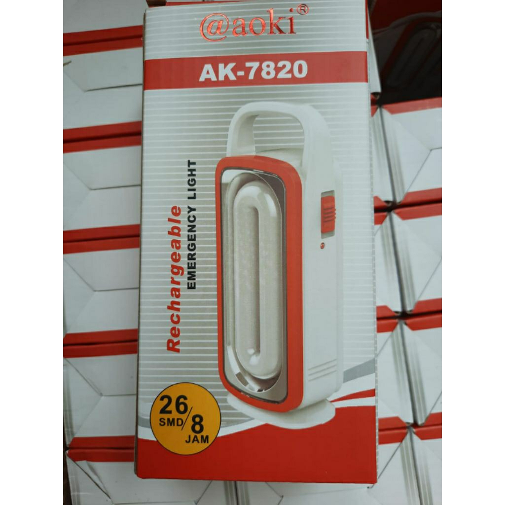 Lampu Emergency AOKI AK-7820 Rechargeable  26smd Lampu Darurat Camping