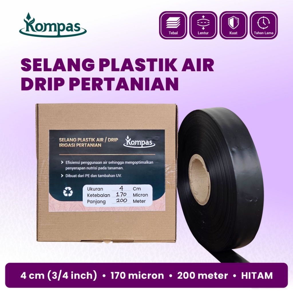 Alltechshop_ Selang Plastik Drip/ Irigasi Tetes Hitam 4Cm (3/4Inch) Tebal 170 Mikron Panjang