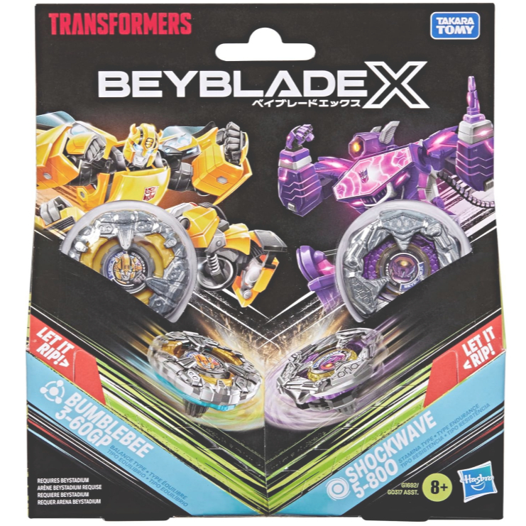 TERLENGKAP TERMURAH BEYBLADE X AND TRANSFORMERS COLLAB, BUMBLEBEE 3-60GP VS. SHOCKWAVE 5-80O, 2