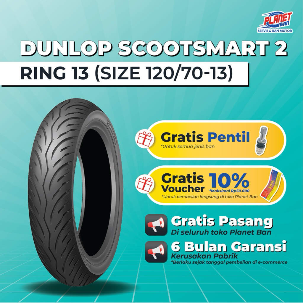 Ban Motor Ring 13 - 120/70 Dunlop Scootsmart 2 (Ban Motor Depan NMAX)