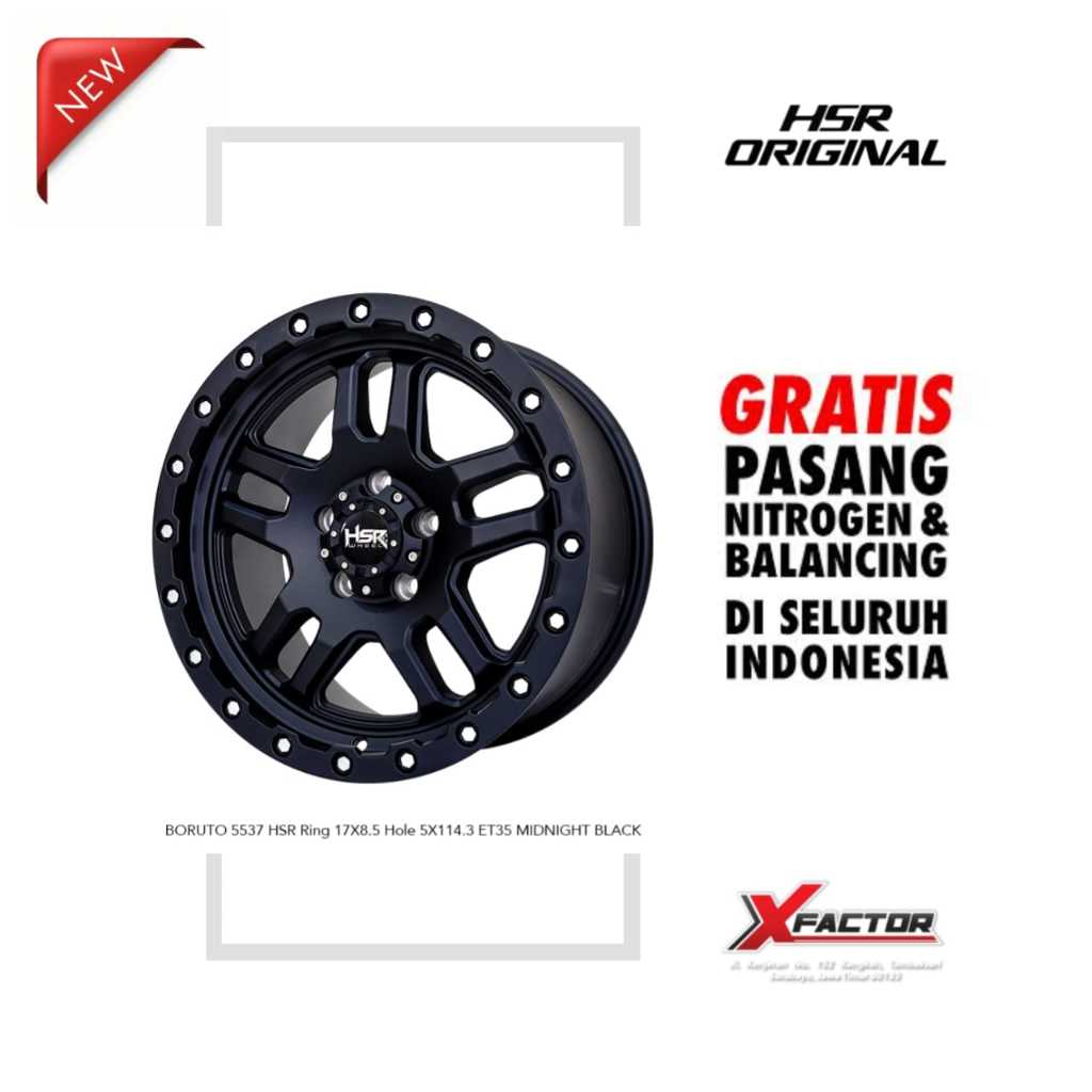 VELG MOBIL HSR R17 HSR BORUTO R17X8.5 H 5X114,3 ET35 MIDNIGHT BLACK