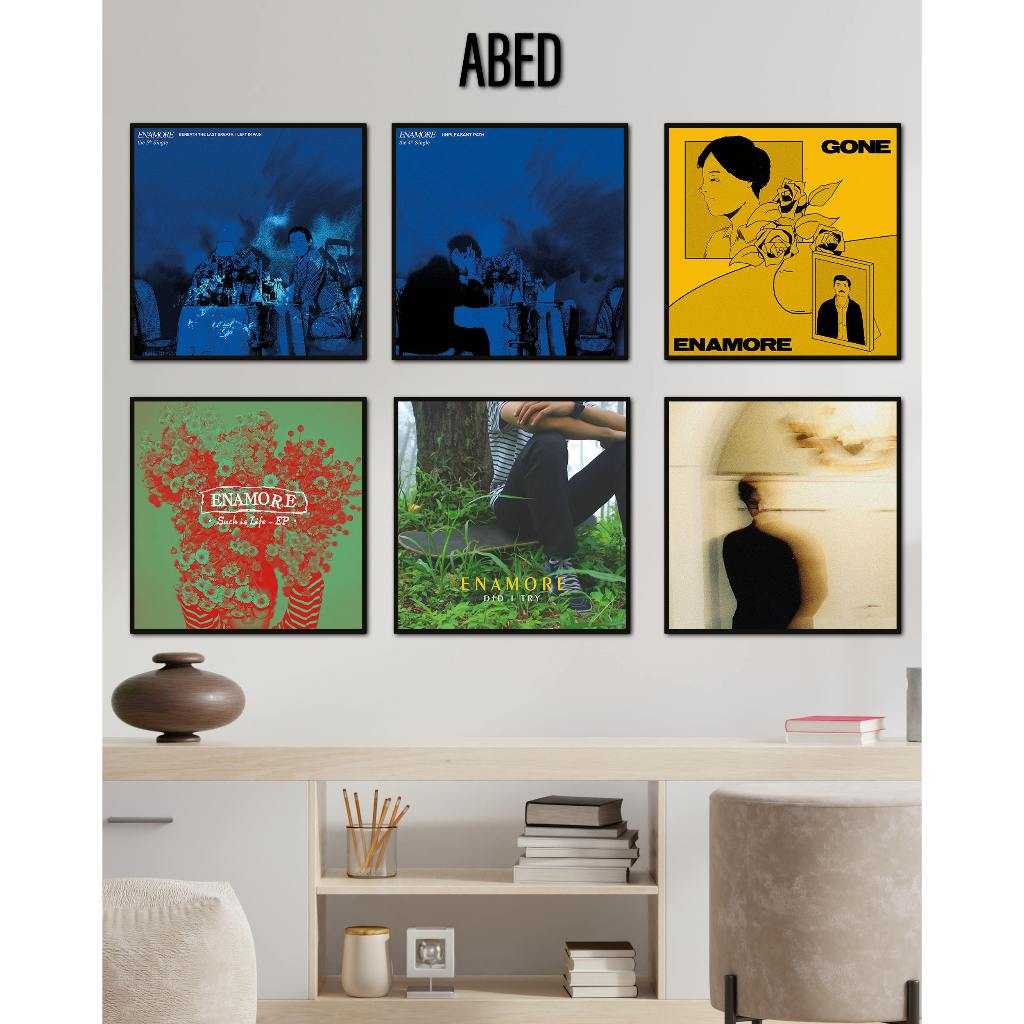 Hiasan Dinding Poster Band Musik ENAMORE Dekorasi Ruangan/Studio musik Ukuran 20x20