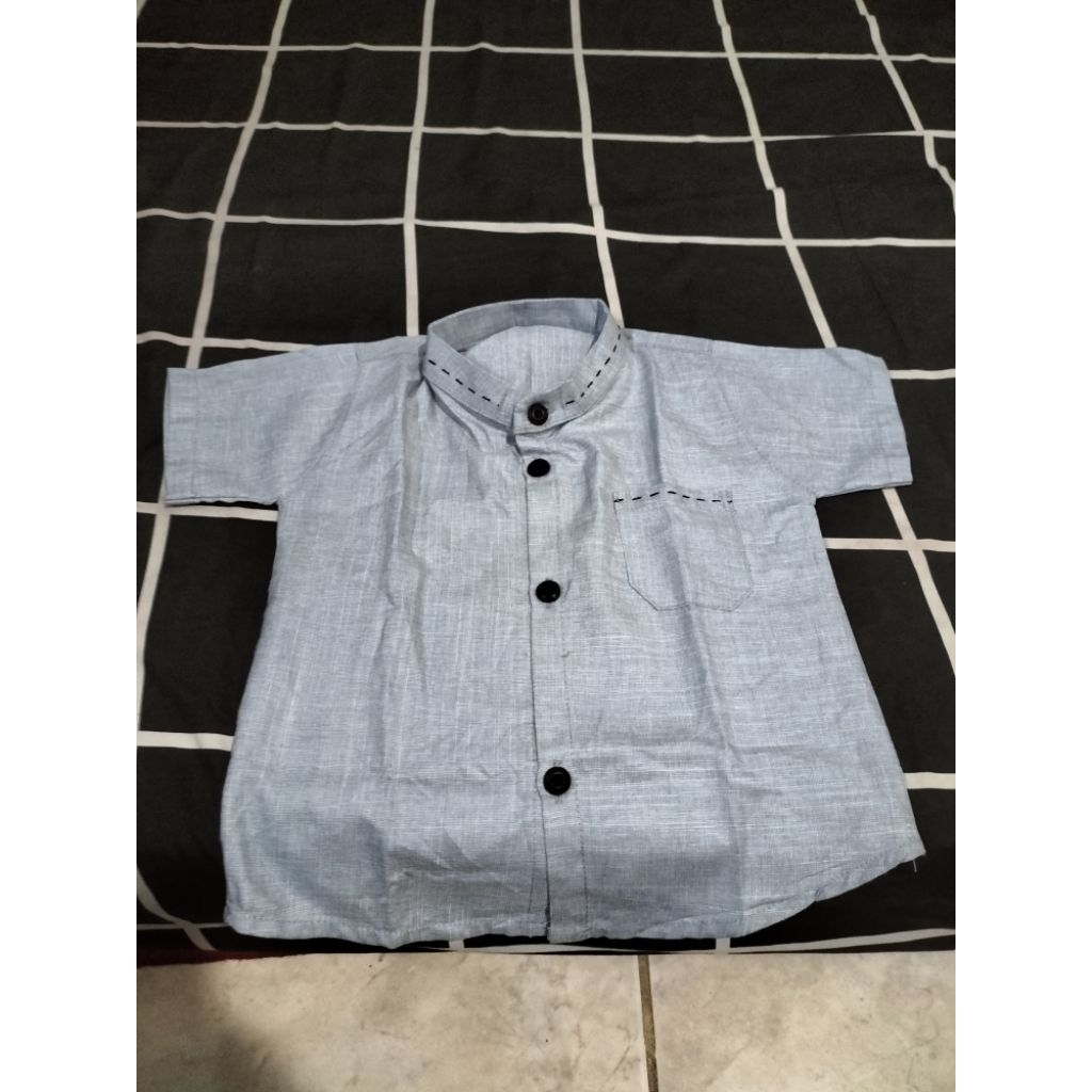 NEW BAJU ATASAN KEMEJA KOKO ANAK BAYI 0-6 BULAN ABU LUCU