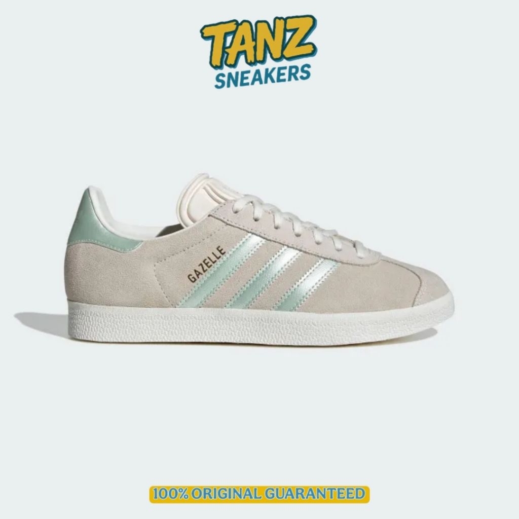 SEPATU SNEAKERS WANITA ADIDAS GAZELLE OFF WHITE LINEN GREEN ORIGINAL RESMI
