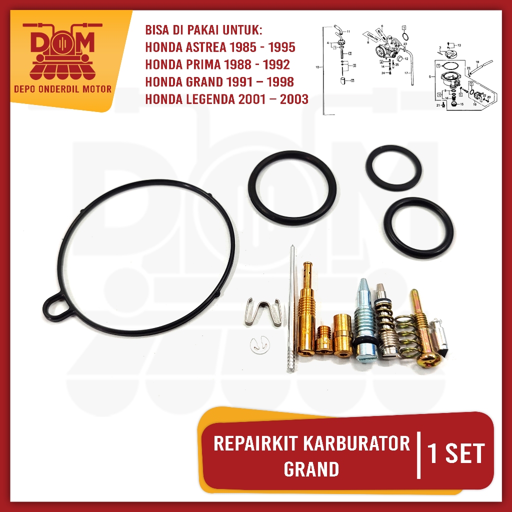 Repairkit Karburator Grand (TOKAIDO/KAWA) Carburator Repair Kit Parkit Spuyer Karbu Assy Astrea