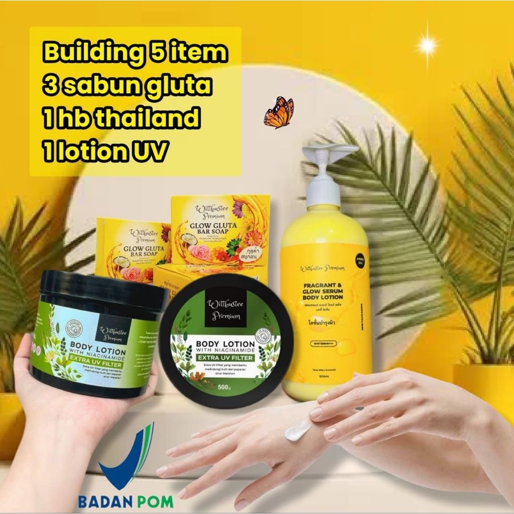 (PAKET BUILDING PEMUTIH BADAN DAPAT 5) paket whitening body care ,paket perawatan badan ,lotion bada