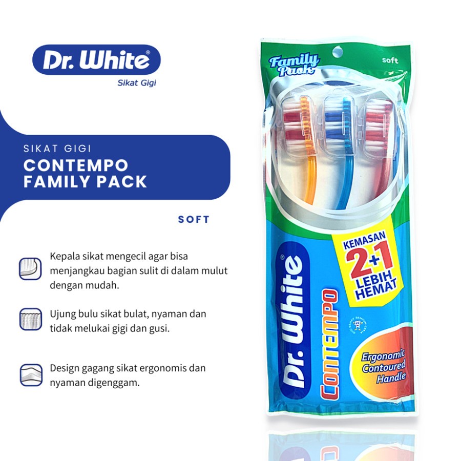 Sikat Gigi Dewasa Lembut / Toothbrush Dr White Contempo (Family Pack)