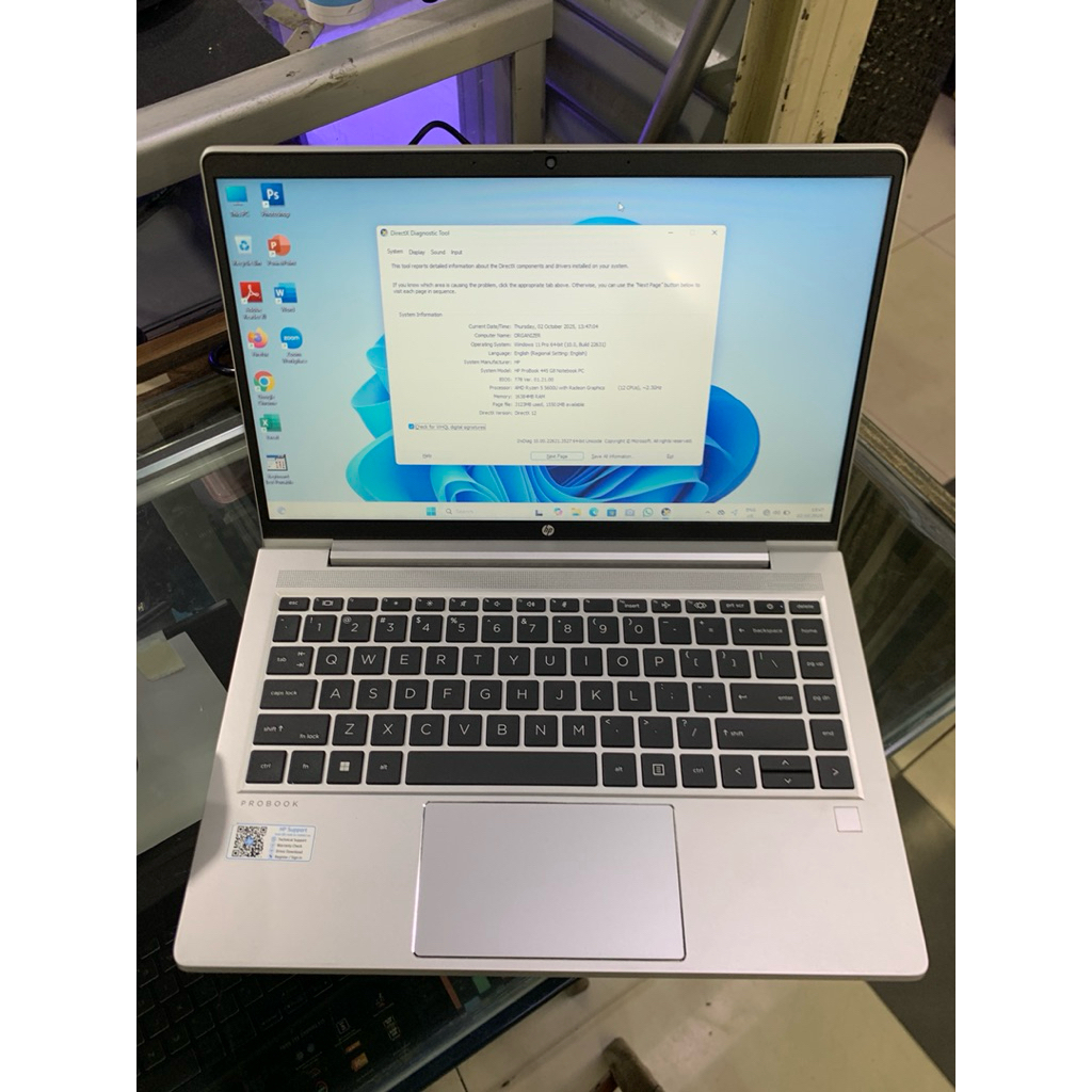 Laptop Hp 445 g8 ryzen 5 5600u ram 16gb ssd 256gb, second bergaransi no minus