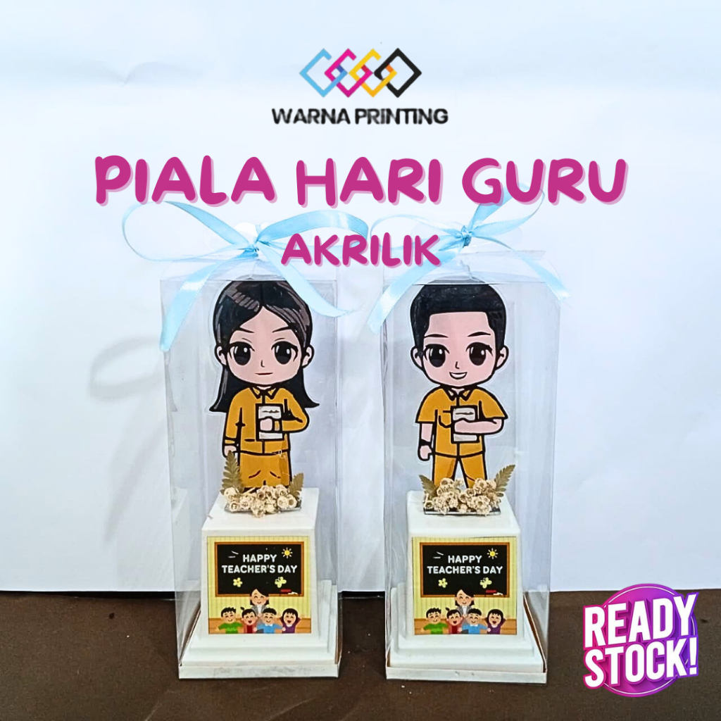 PIALA GURU AKRILIK TATAKAN PUTIH ( MIKA DIJUAL TERPISAH ) Custom Kado Hari Guru Plakat Guru Custom