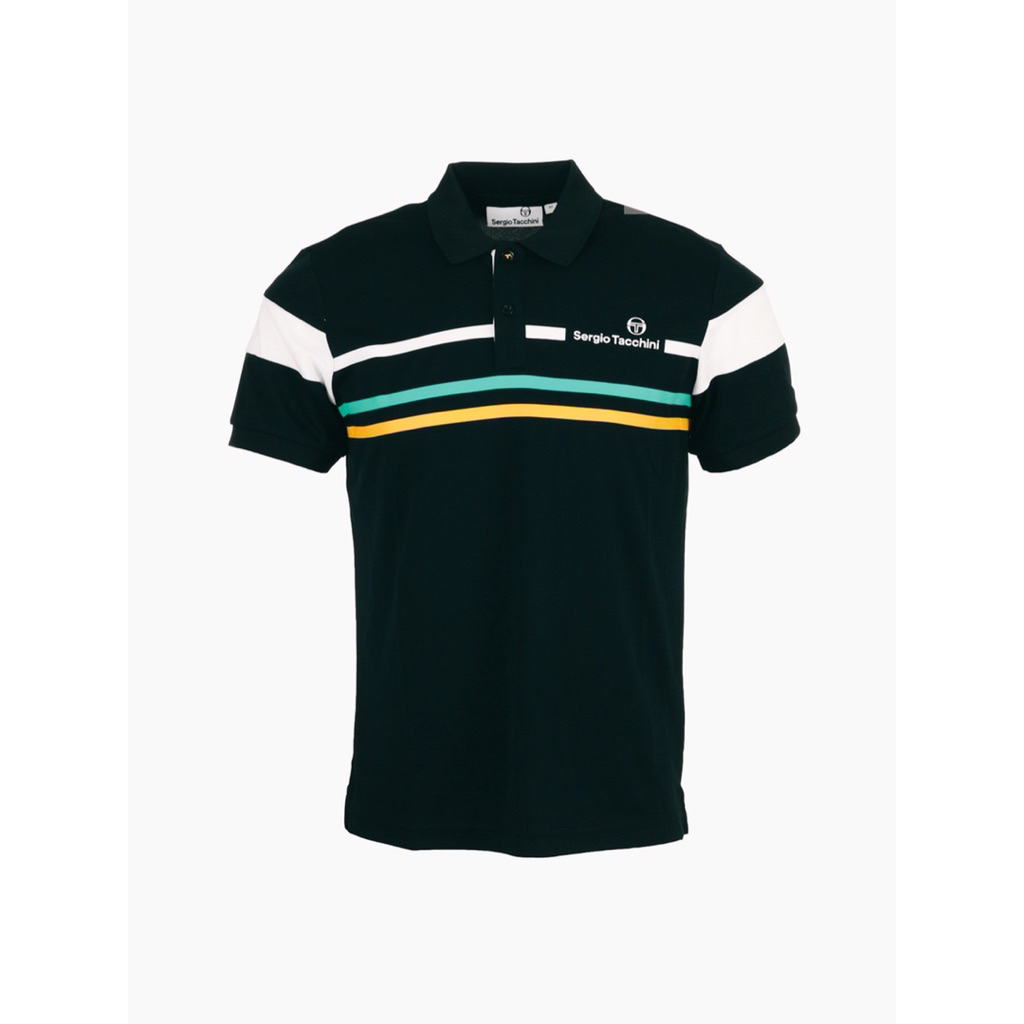 Sergio Tacchini Original Plug Stripe Polo Shirt In Black