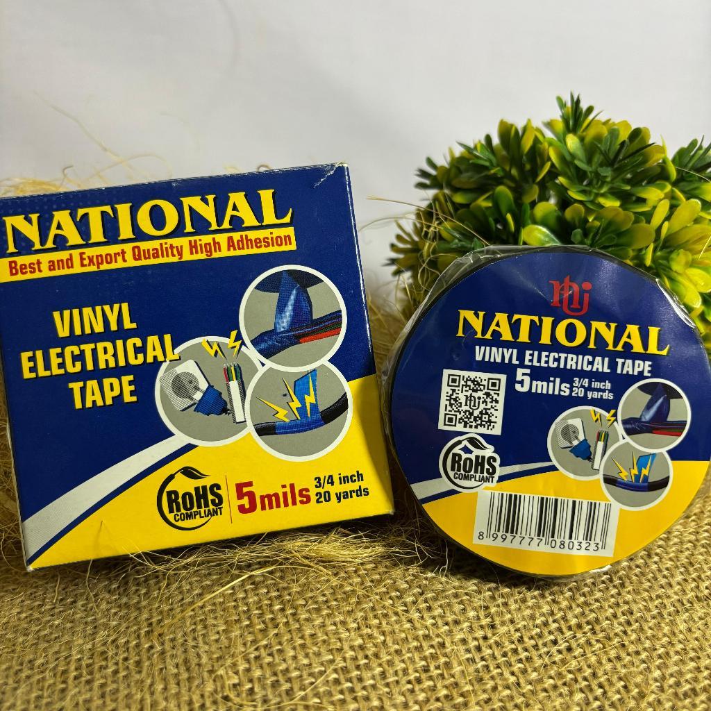 NATIONAL isi 1 pcs-ISOLASI LISTRIK ISOLASI PVC BLACK TAHAN PANAS/ ELECTRICAL VINYL TAPE ORIGINAL 19 x 20 meter harga per 1 pcs