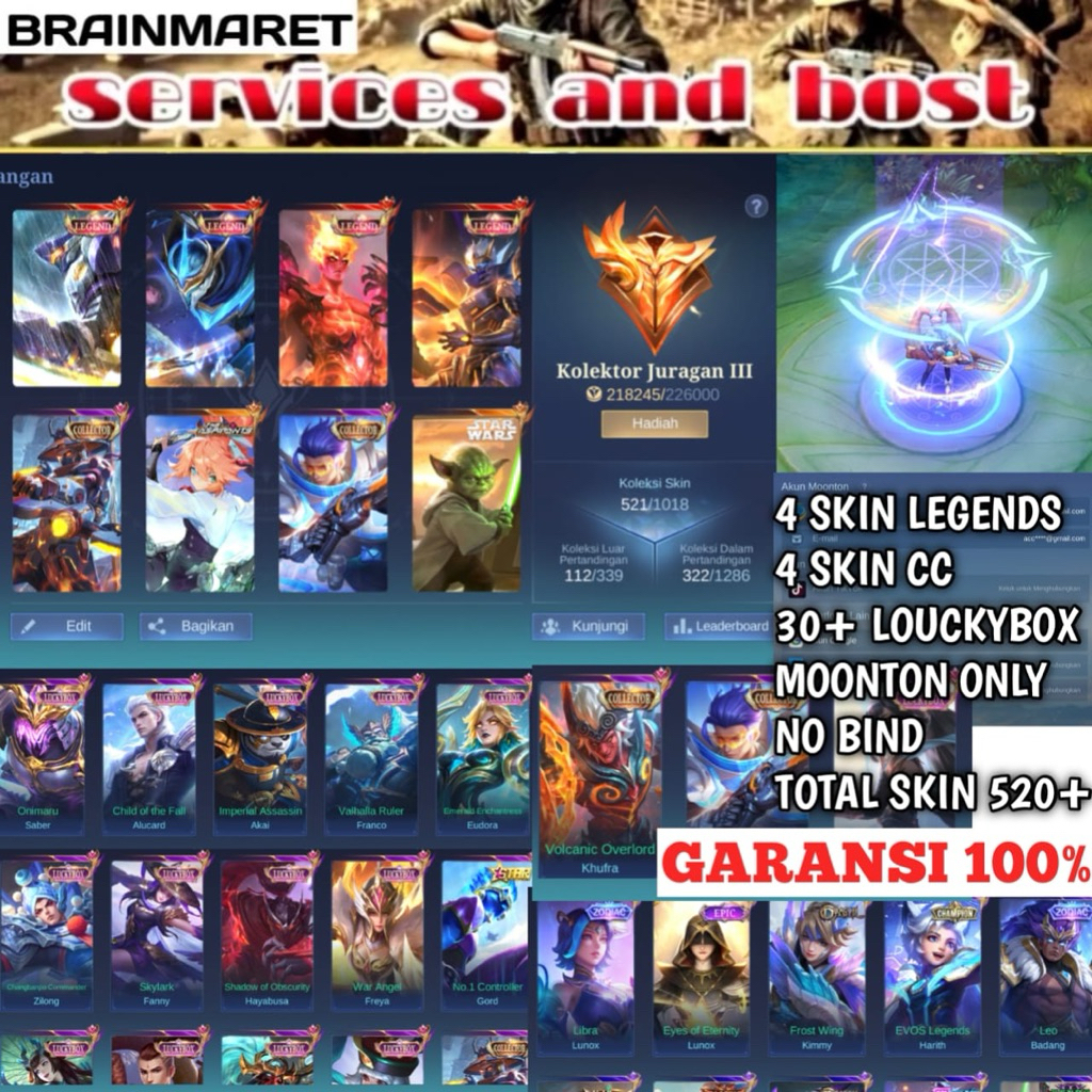 MLBB Kolektor Juragan GG Termurah 2026 Aman Monsep Android/Ios
