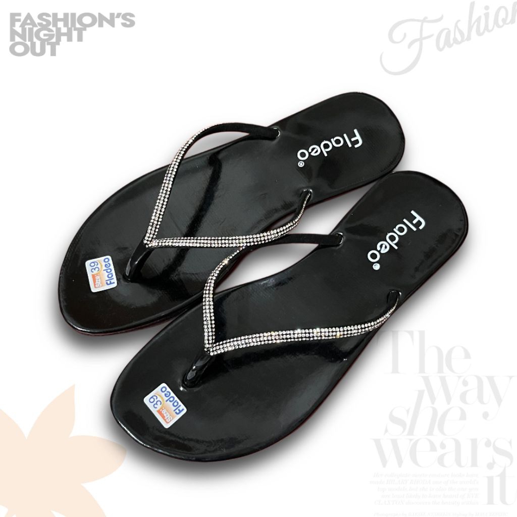 sandal wanita jepit teplek - sandal teplek jepit RHINESTONE