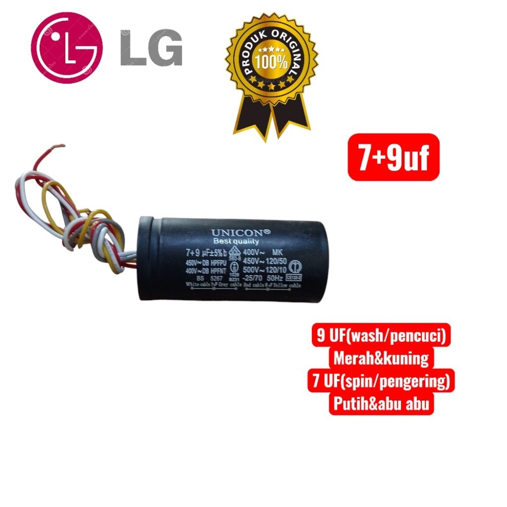 Kapasitor capasitor mesin cuci 2 tabung LG (4 kabel)