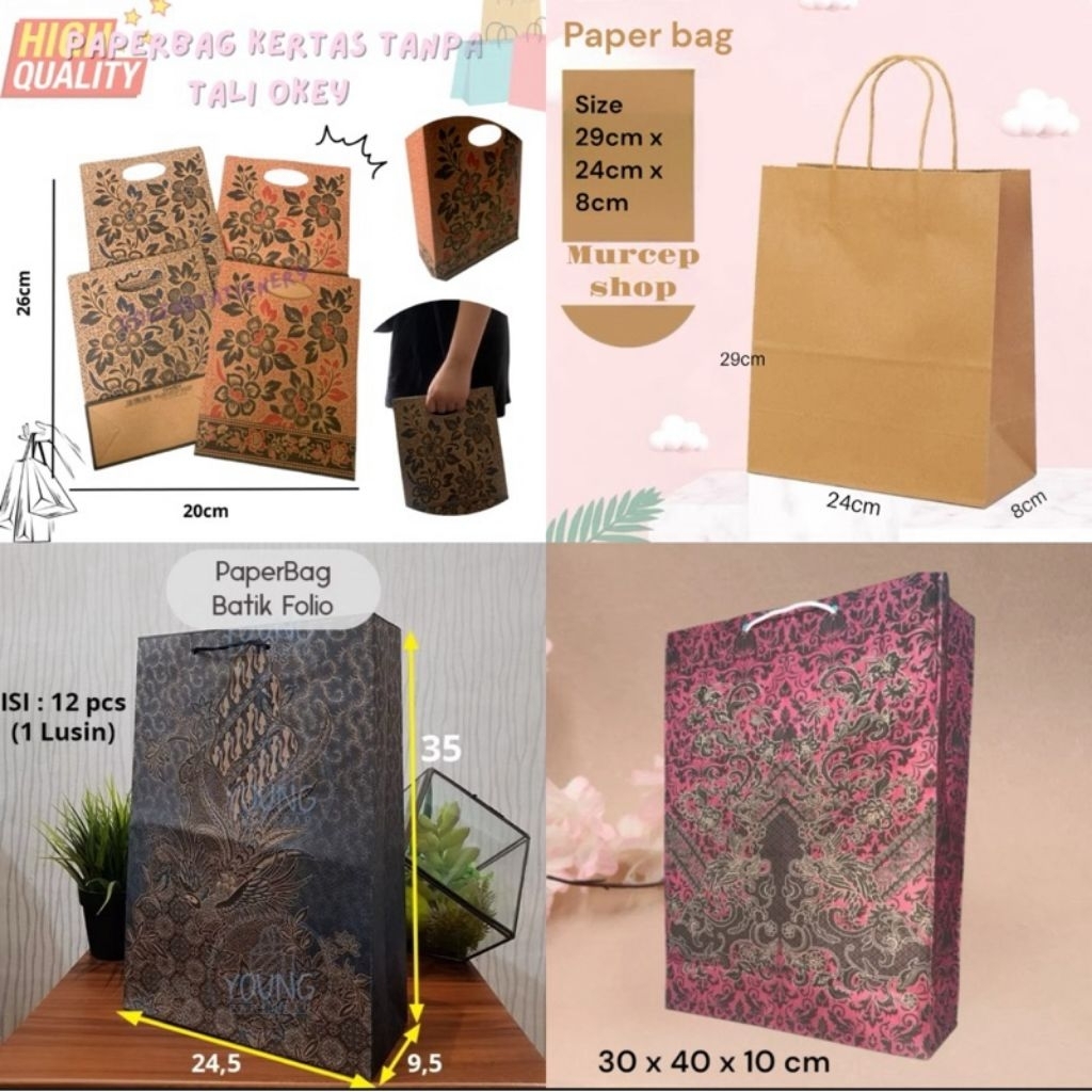 Okey Paper Bag Batik Kertas / Tas Paper Bag Murah Tebal Tanpa Tali Ukuran Kecil Hingga Besar Kuat Ok