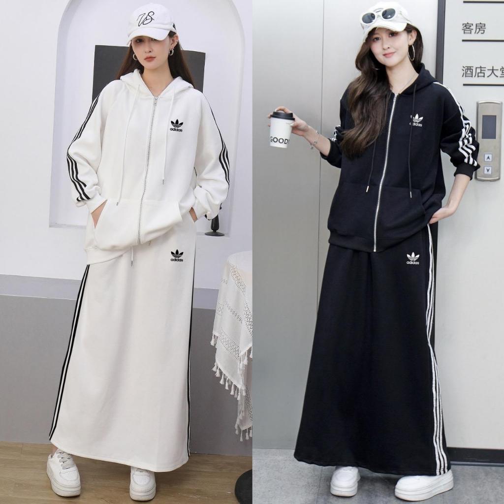 Set Hoodie Rok Panjang Wanita Sporty Casual Modis Import Premium – Outfit Hijab Streetwear Kekinian