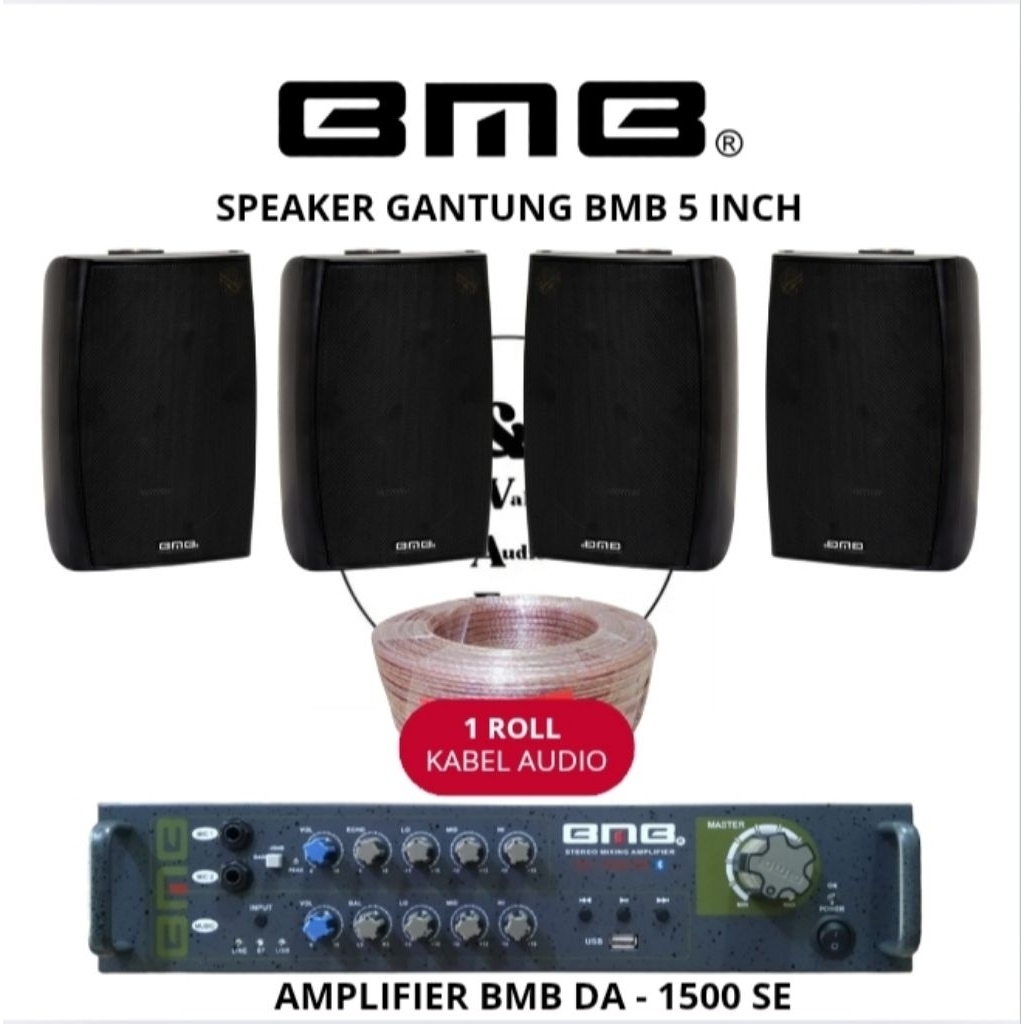 PAKET SPEAKER GANTUNG BMB 5 INCH & POWER MIXER BMB DA-1500 SE PAKET SPEAKER GANTUNG 5 INCH BMB