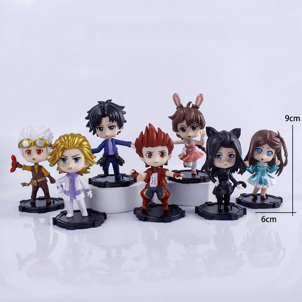 Action Figure Soul Land DuoLuo Dalu Tang San Set 7 pcs Hiasan pajangan miniature mainan