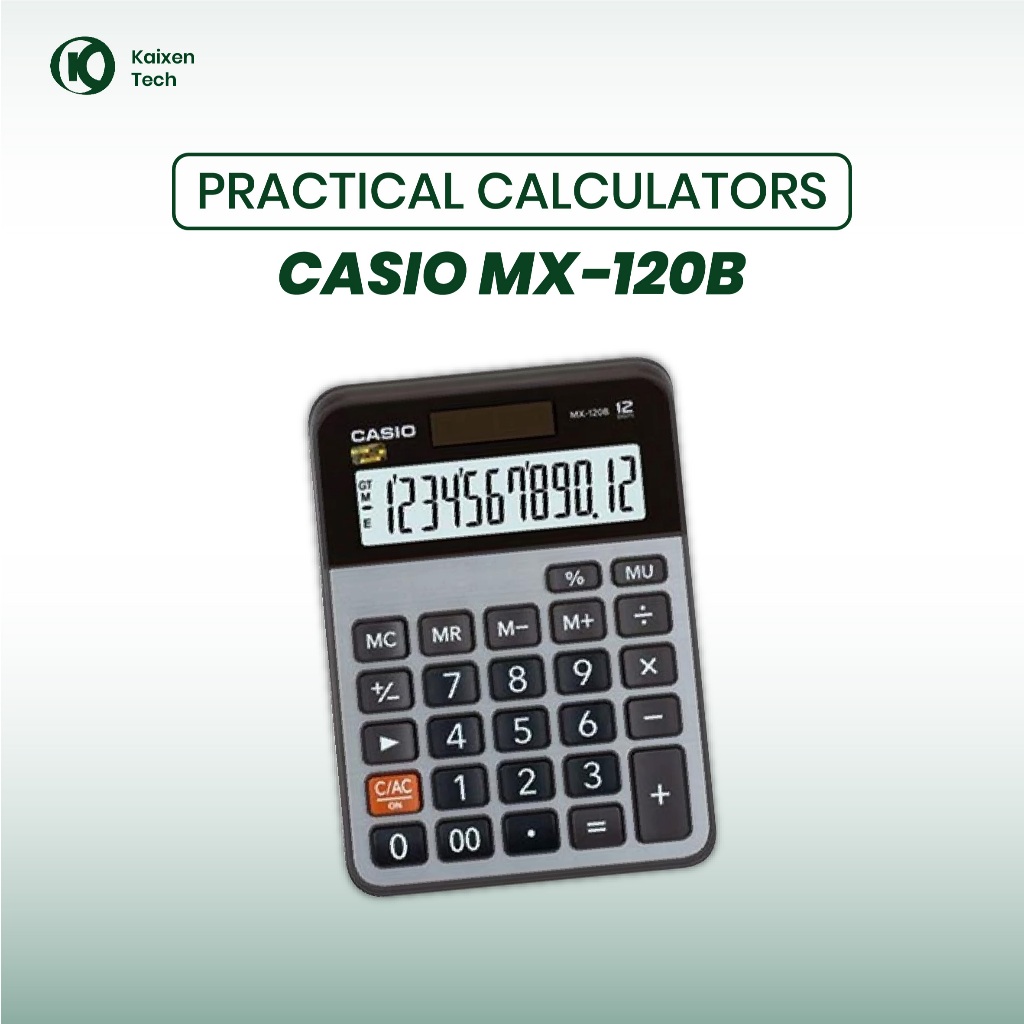 Kalkulator Meja Mini 12 Digit Memory Independen Praktis Kantor Casio MX-120B-W-DC