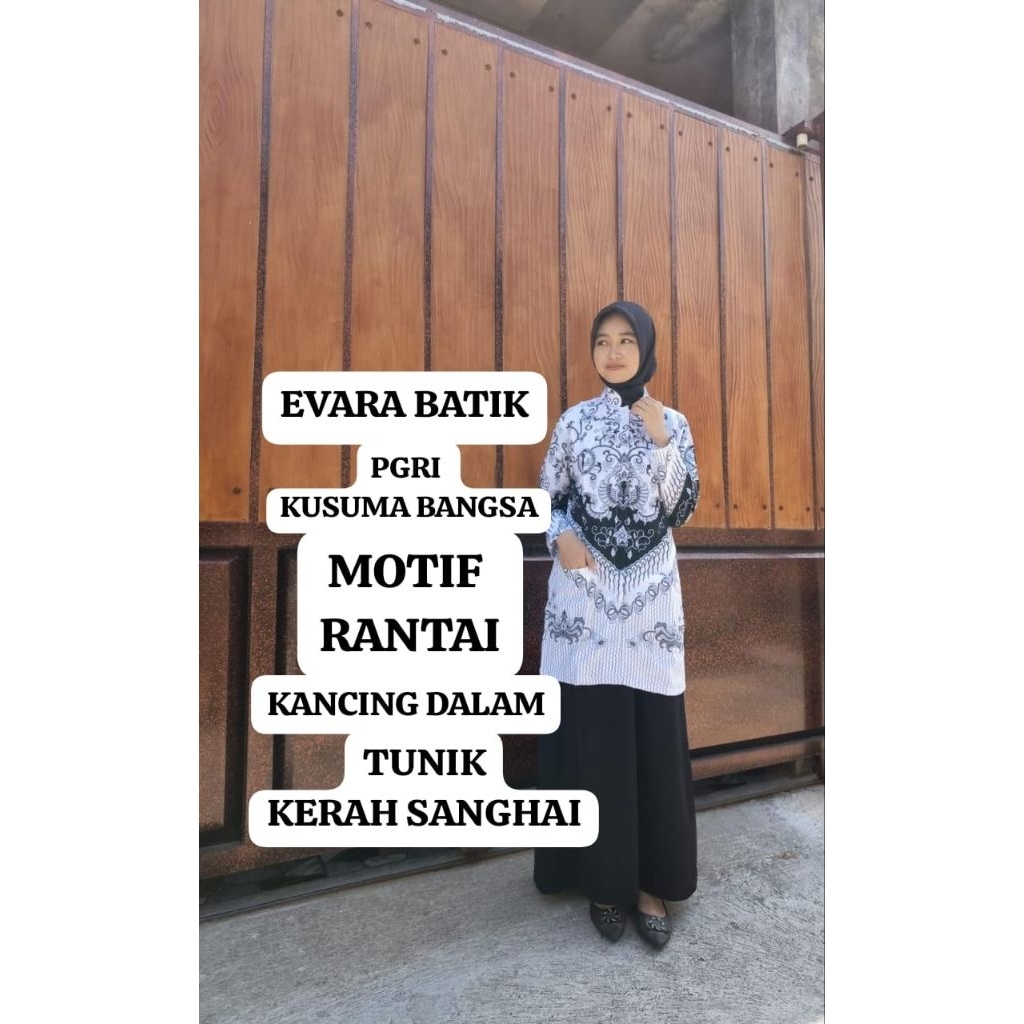 EVARA BATIK  seragam TUNIK PGRI Kusuma Bangsa motif RANTAI ORI Terbaru Wanita