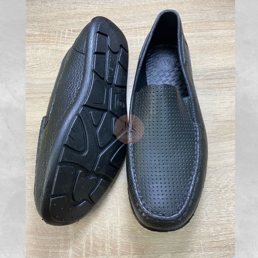KDS | Yumeida 1305 Sepatu Pansus Karet Pria Dewasa/ Sepatu Kerja Cowok model Simple Kasual Hitam Pol