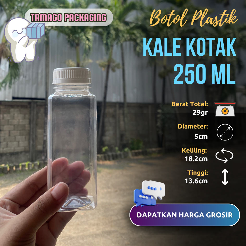 Botol Plastik 250ml Kale Kotak Minuman Jus Juice Susu Kopi Lucu Unik