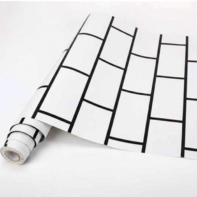 WALLPAPER DINDING STIKER ROLL MOTIF BATA PUTIH