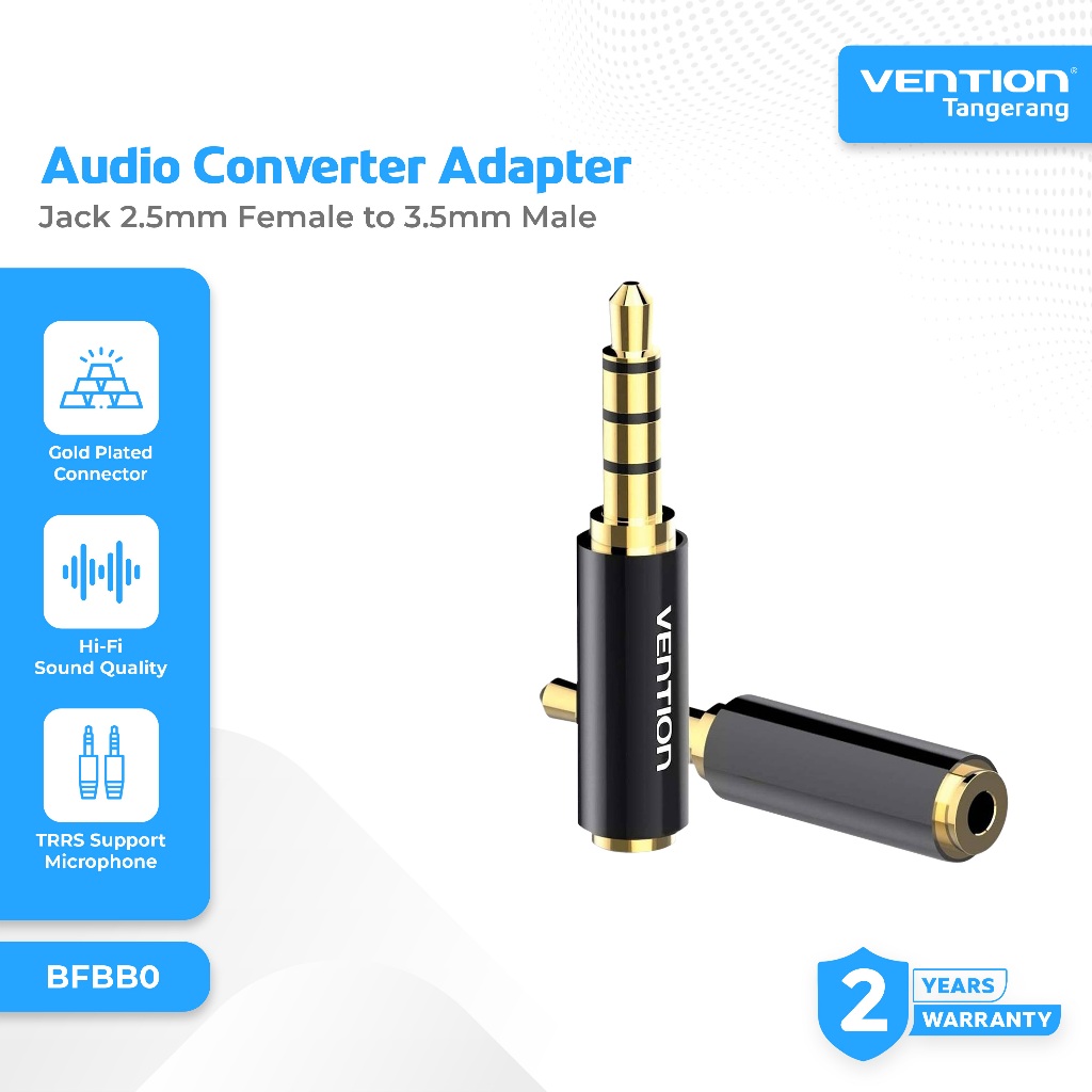 Vention Adapter Converter Audio Jack 2.5mm Female to 3.5mm Male TRRS Interface Support Microphone - 
