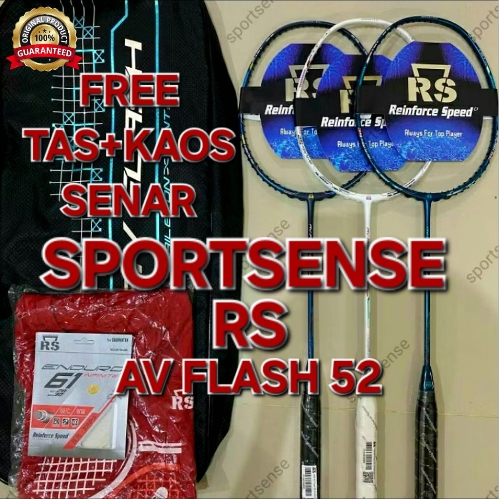 Raket Bulutangkis Badminton Reinforce Speed RS AV Flash 52 Speed Power Original Bonus Lengkap