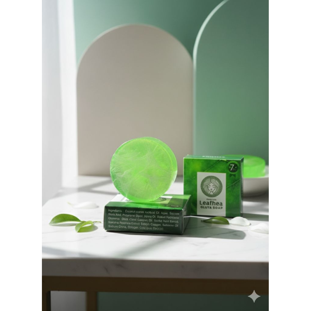 leafea soap hijau isi 3 pcs -mencerahkan kulit sabun mandi