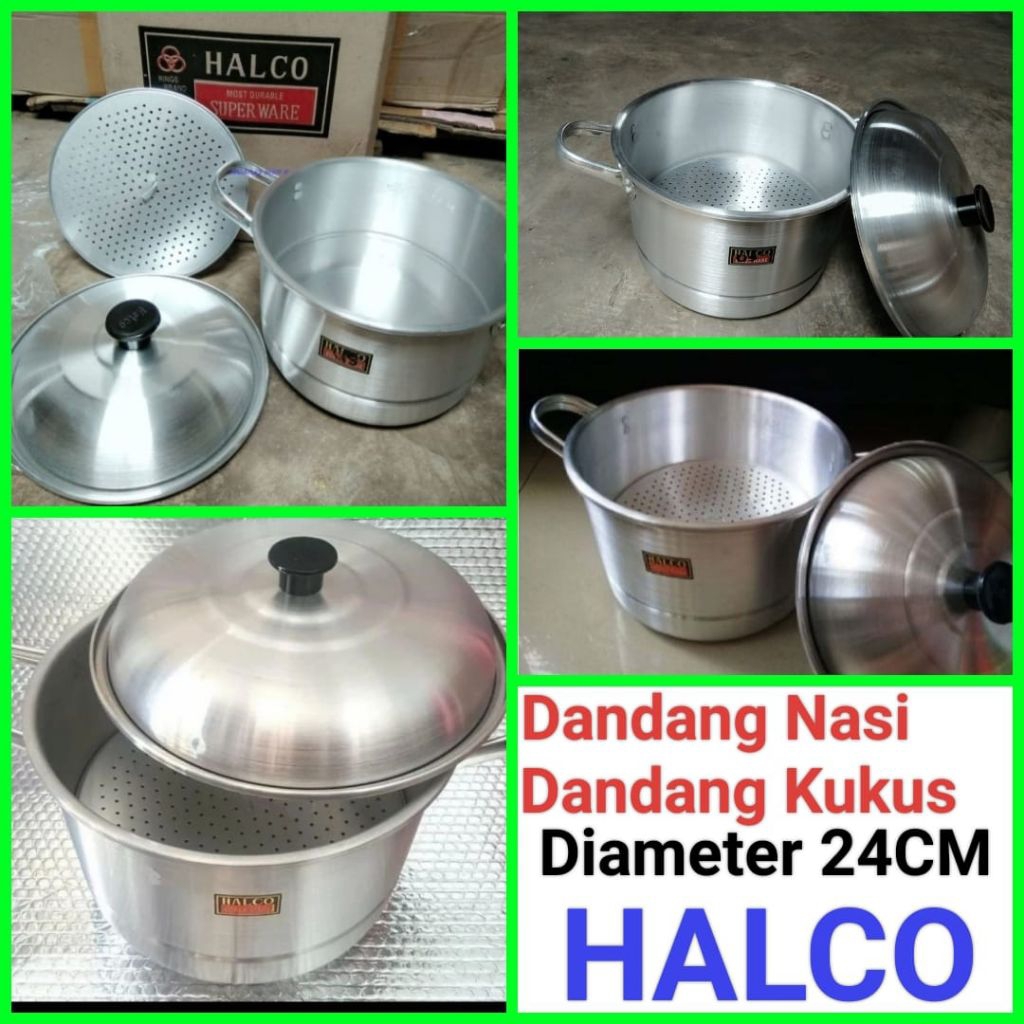 panci kukusan alumunium serbaguna dandang nasi langseng nasi diameter 24cm HALCO