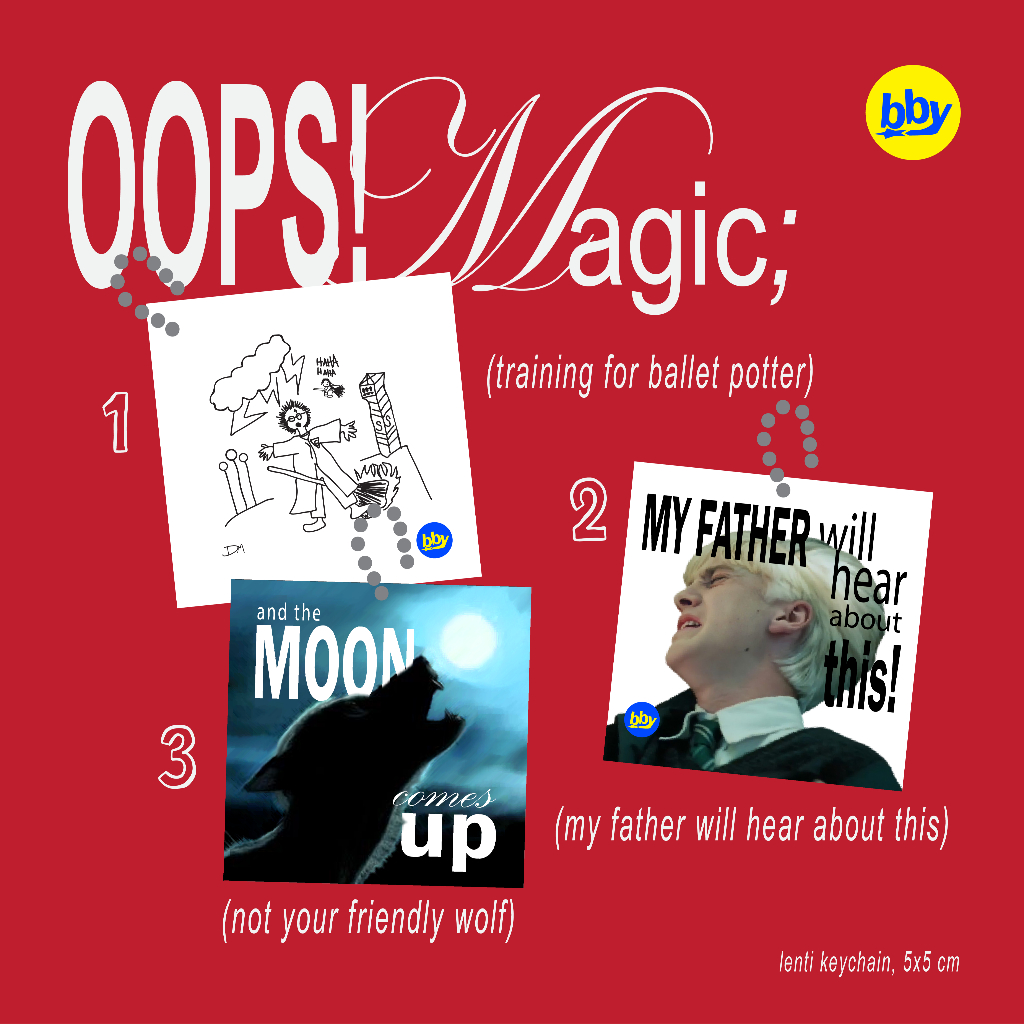 Betterbuys.Co Oops Magic Harry, Draco, Remus Lupin Keychain Fanmerch Unofficial By Bibyol