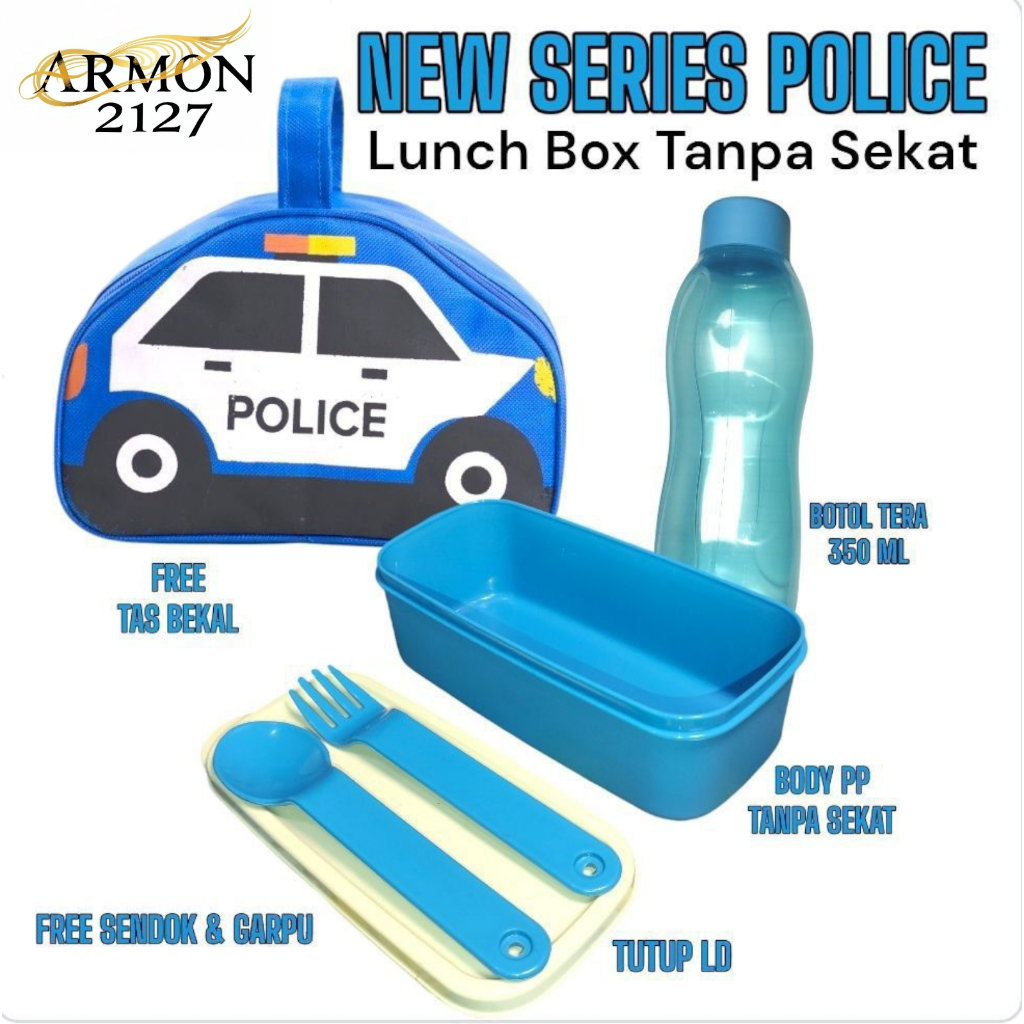 Perviz Kotak Makan Set Anti Tumpah BPA Free || Perviz Set Makan Police BPA Free Free Tas Bekal